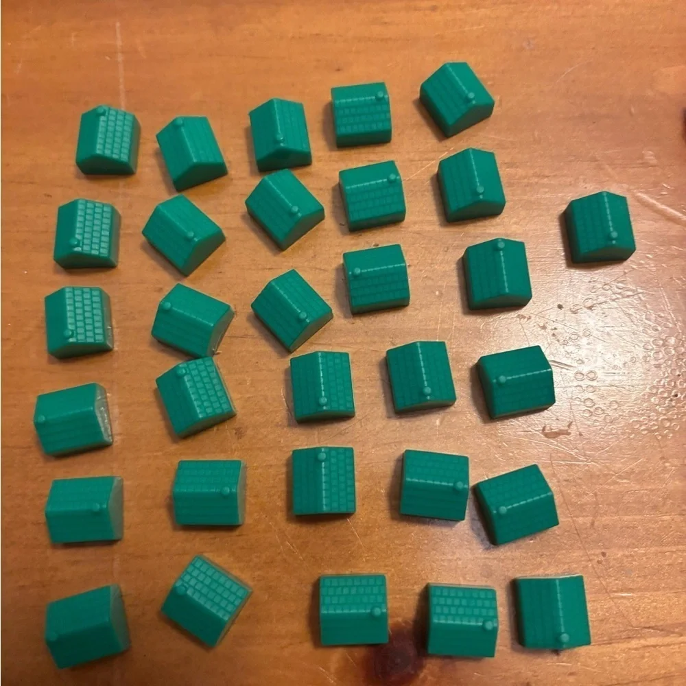 Vintage Lot Of MONOPOLY GREEN HOUSES(31) and RED HOTELS(12), Plastic Pieces